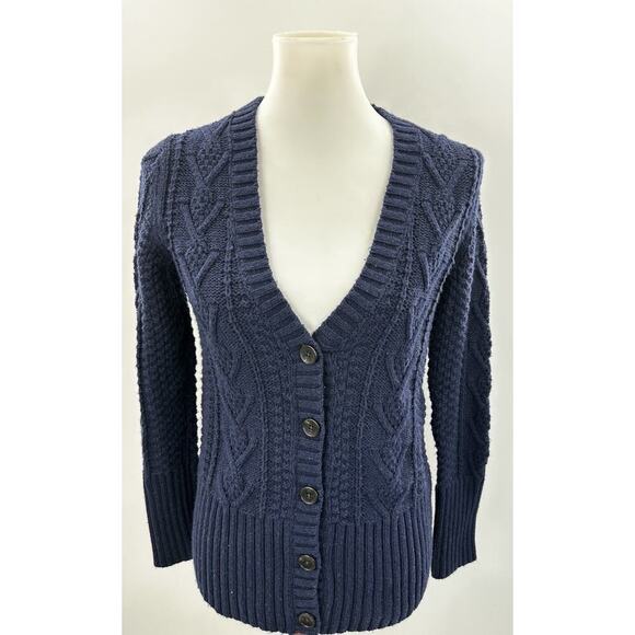 GAP Sweaters - GAP Women’s Medium Navy Cable Knit Button Front Cardigan Sweater Wool Blend
